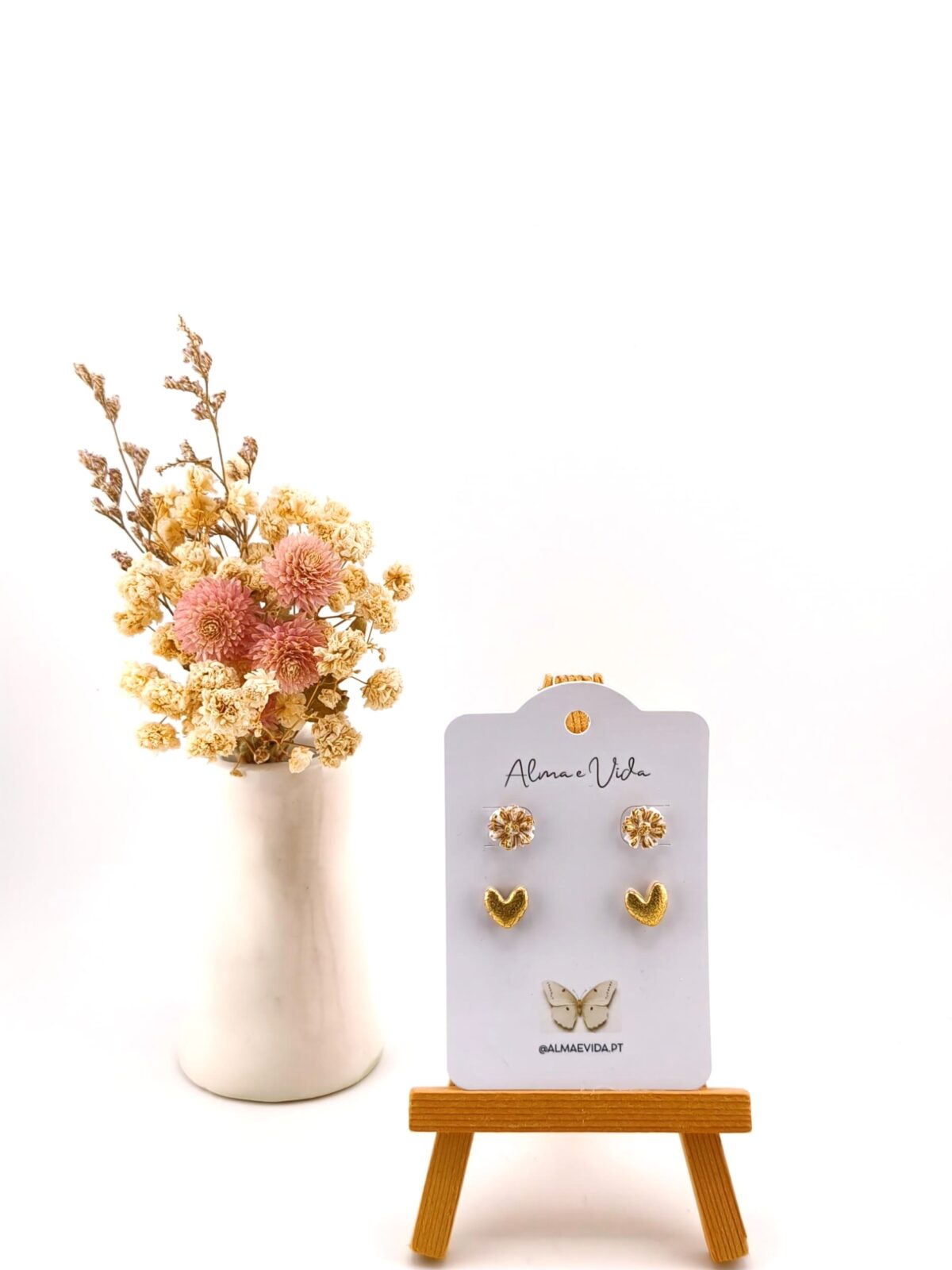 minis duo branco e dourado